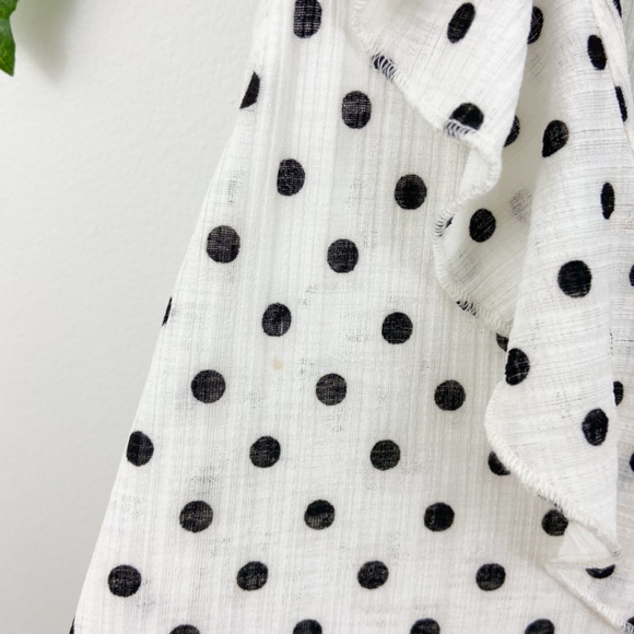 Zara white and black polka dot ruffle tank top S - Picture 6 of 6